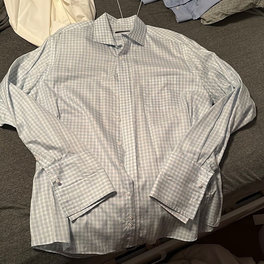 Tasso Elba 17 1/2, 36-37, XL Egyptian cotton French cuff shirt.